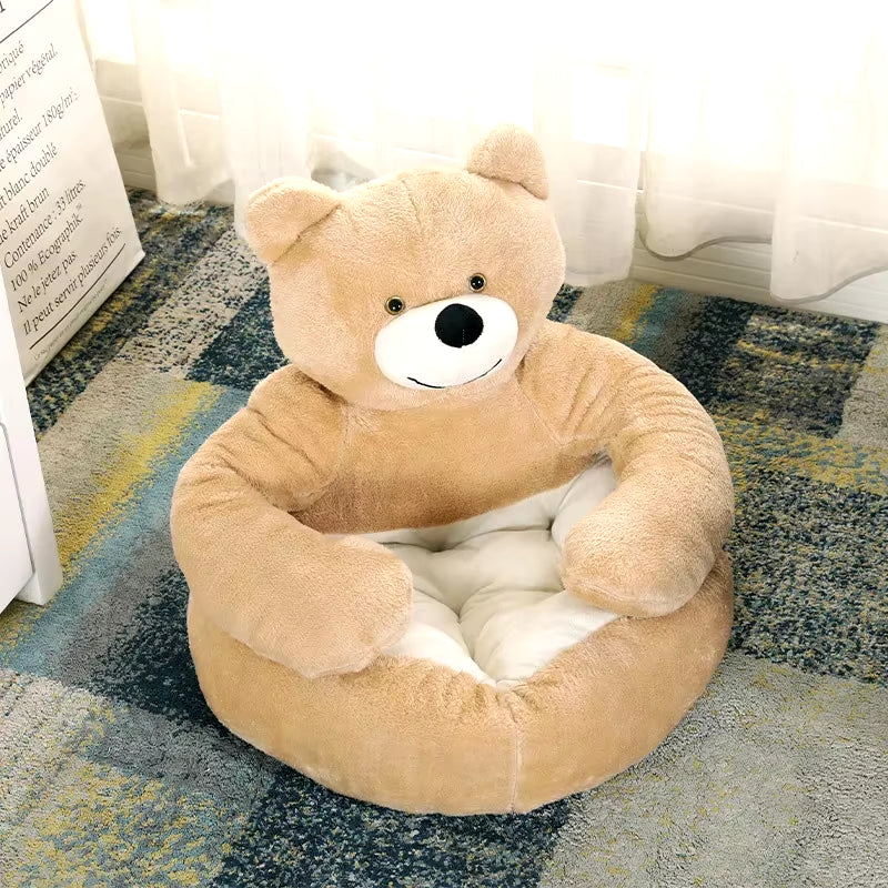 Semi-Enclosed Bear Pet Dog Bed Ultra Soft Cat Bed Detachable Plush Puppy Bed Winter Warm Sleeping Bed Mat Pet Product